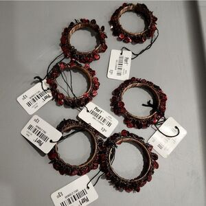 6 NWT Pier1 Red Sequin Napkin Holder Rings